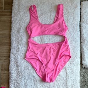 NWOT Neon Pink Monokini One Piece Swimsuit Size Large